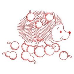 Redwork Hedgehog & Pears - 4x4 pear redwork embroidery design for cute baby onesies