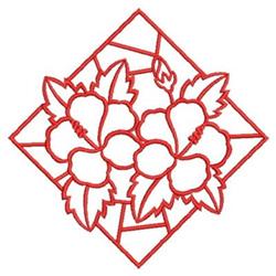 beginner-friendly spring hibiscu redwork machine embroidery pattern - Redwork Hibiscus for Summer Decor