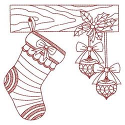 stocking redwork machine embroidery - Redwork Holiday Stocking for Seasonal Table Settings