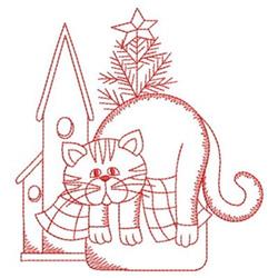 kitten redwork machine embroidery - Redwork Idle Kitty perfect for holiday gift bags
