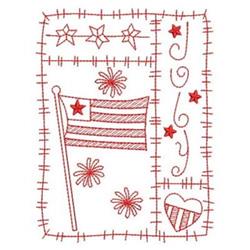 beginner-friendly summer heart redwork machine embroidery pattern - Redwork July for kitchen tea towels