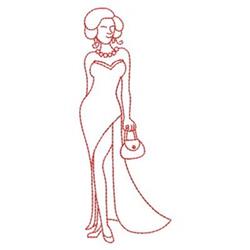 quick stitch lady redwork machine embroidery pattern - Redwork Lady for kitchen tea towels