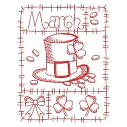 Redwork March - 4x4 shamrock redwork machine embroidery design for Table Linens