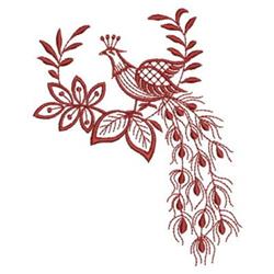 bird redwork machine embroidery - Redwork Peacock perfect for patchwork quilt blocks
