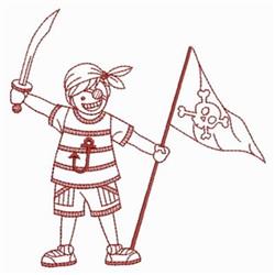 beginner-friendly pirate redwork machine embroidery pattern - Redwork Pirate for Birthday Decorations