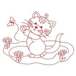 kitten redwork machine embroidery - Redwork Playful Kitty for decorative pillow covers