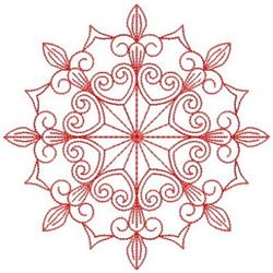 Redwork Quilt Circle - 4x4 circle redwork embroidery design for reusable tote bags