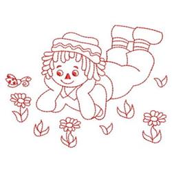 ladybug redwork machine embroidery - Redwork Ragdoll & Ladybug for decorative pillow covers