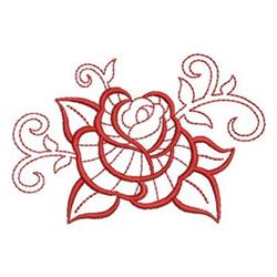 beginner-friendly valentine rose redwork machine embroidery pattern - Redwork Rose Bloom for Pillow Cases