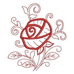 beginner-friendly valentine rose redwork machine embroidery pattern - Redwork Rose for kitchen tea towels