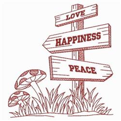 beginner-friendly mushroom redwork machine embroidery pattern - Redwork Sign Post for Picnic Blankets