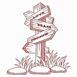 peace sign redwork machine embroidery - Redwork Sign Post for reusable tote bags