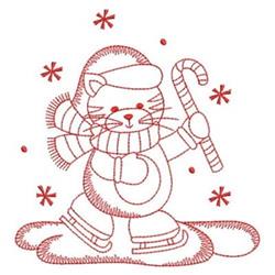 kitten redwork machine embroidery - Redwork Skating Kitty for decorative pillow covers
