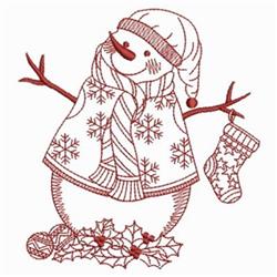 beginner-friendly christmas snowman redwork machine embroidery pattern - Redwork Snow Man for decorative pillow covers