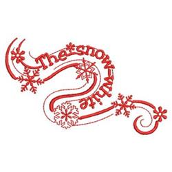 Redwork text design featuring 'The snow' with whimsical font, stylized snowflakes, and swirling lines, perfect for winter.