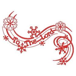 Redwork design featuring 'To The Lord' text with swirls and snowflakes in festive red, perfect for winter decorations.