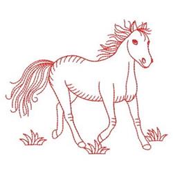 Redwork Stallion - 4x4 stallion redwork embroidery design for reusable tote bags