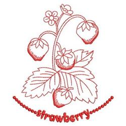 Redwork strawberry plant featuring vibrant red strawberries, delicate white flowers, and lush green leaves, capturing spring'