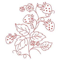 quick stitch stem redwork machine embroidery pattern - Redwork Strawberry Stem for kitchen aprons