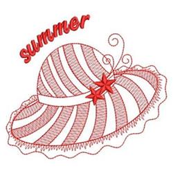 beginner-friendly summer hat redwork machine embroidery pattern - Redwork Summer Hat for kitchen aprons