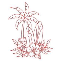 Redwork Surfboards - 4x4 tree redwork embroidery design for decorative pillow covers