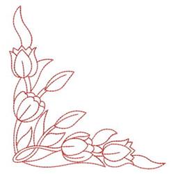 tulip redwork machine embroidery - Redwork Tulip Corner perfect for reusable tote bags