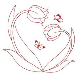 quick stitch spring tulip redwork machine embroidery pattern - Redwork Tulips for reusable tote bags