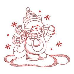 kitten redwork machine embroidery - Redwork Waving Kitty for decorative pillow covers