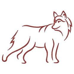 Redwork wolf outline in simple line art, featuring a striking reddish hue and elegant profile.