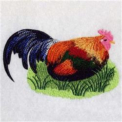 detailed bird machine embroidery pattern - Resting Rooster for patchwork quilt blocks