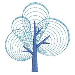 Rippled blue tree with concentric circular lines in various blues, minimalistic and modern style.