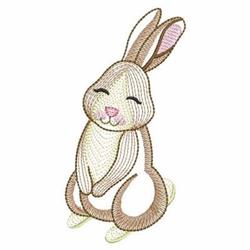 Rippled bunny with big ears and a gentle smile, in soft pastel hues of brown and pink, perfect for spring.