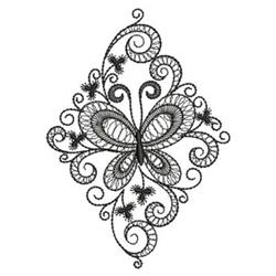 Rippled butterfly design featuring detailed wings, elegant swirls, and floral accents in a sophisticated layout.
