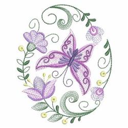 Rippled purple butterfly with lavender flowers and green leaves, featuring intricate stitching details.
