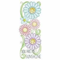 Rippled daisies in pastel colors with green vines and 'YOU ARE MY SUNSHINE' text, perfect for spring decor.