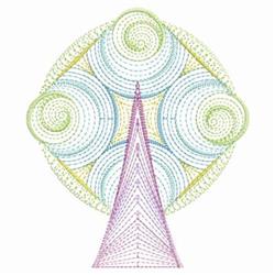 Rippled Diamond Tree - 4x4 tree beginner-friendly embroidery design for patchwork quilt blocks