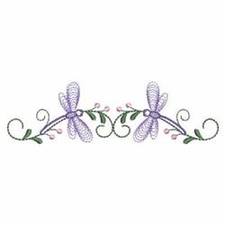 Rippled Dragonflies Border - 4x4 border quick stitch embroidery design for kitchen tea towels