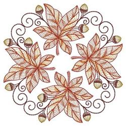 Rippled Fall Wreath - 4x4 leaf detailed embroidery design for Tablecloth Embellishments