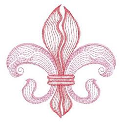 Rippled fleur-de-lis in a delicate pink gradient, featuring intricate curves and swirls, perfect for elegant decor.
