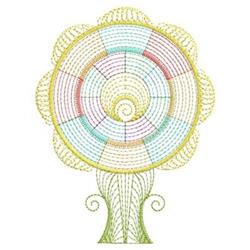 Rippled flower with round pastel petals and a swirling center, complemented by a green stem.