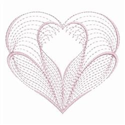 Rippled heart shape in soft pink, featuring delicate overlapping lines and a symmetrical design, ideal for Valentine's Day.