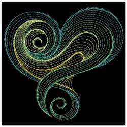 Rippled abstract heart shape with smooth swirling lines, rich green to vibrant yellow, modern design for Valentine's Day.