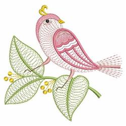beginner-friendly bird machine embroidery pattern - Rippled Perching Bird for kitchen aprons