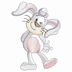 beginner-friendly bunny rabbit machine embroidery pattern - Rippled Rabbit for kitchen tea towels