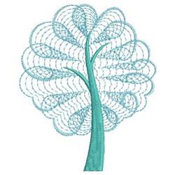 Rippled Retro Tree - 4x4 tree quick stitch embroidery design for patchwork quilt blocks