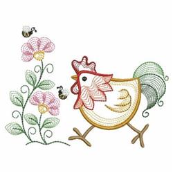 Rippled Rooster Corner - 4x4 bird beginner-friendly embroidery design for kitchen tea towels