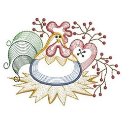 Rippled Rooster - 4x4 bird beginner-friendly embroidery design for decorative pillow covers