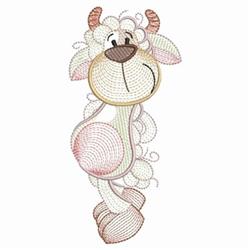 Rippled sheep with a cute face, curly wool, and hooves in a whimsical cartoon style. Soft pastel colors.