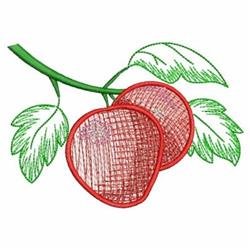 Rippled strawberries with intricate details, vibrant green leaves, perfect for spring and summer decor.