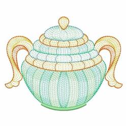 Rippled Tea Time - 4x4 time beginner-friendly embroidery design for decorative tea towels